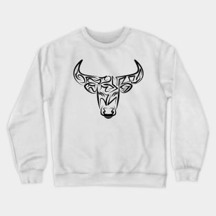 Black and White Tribal Bull / Ox Crewneck Sweatshirt